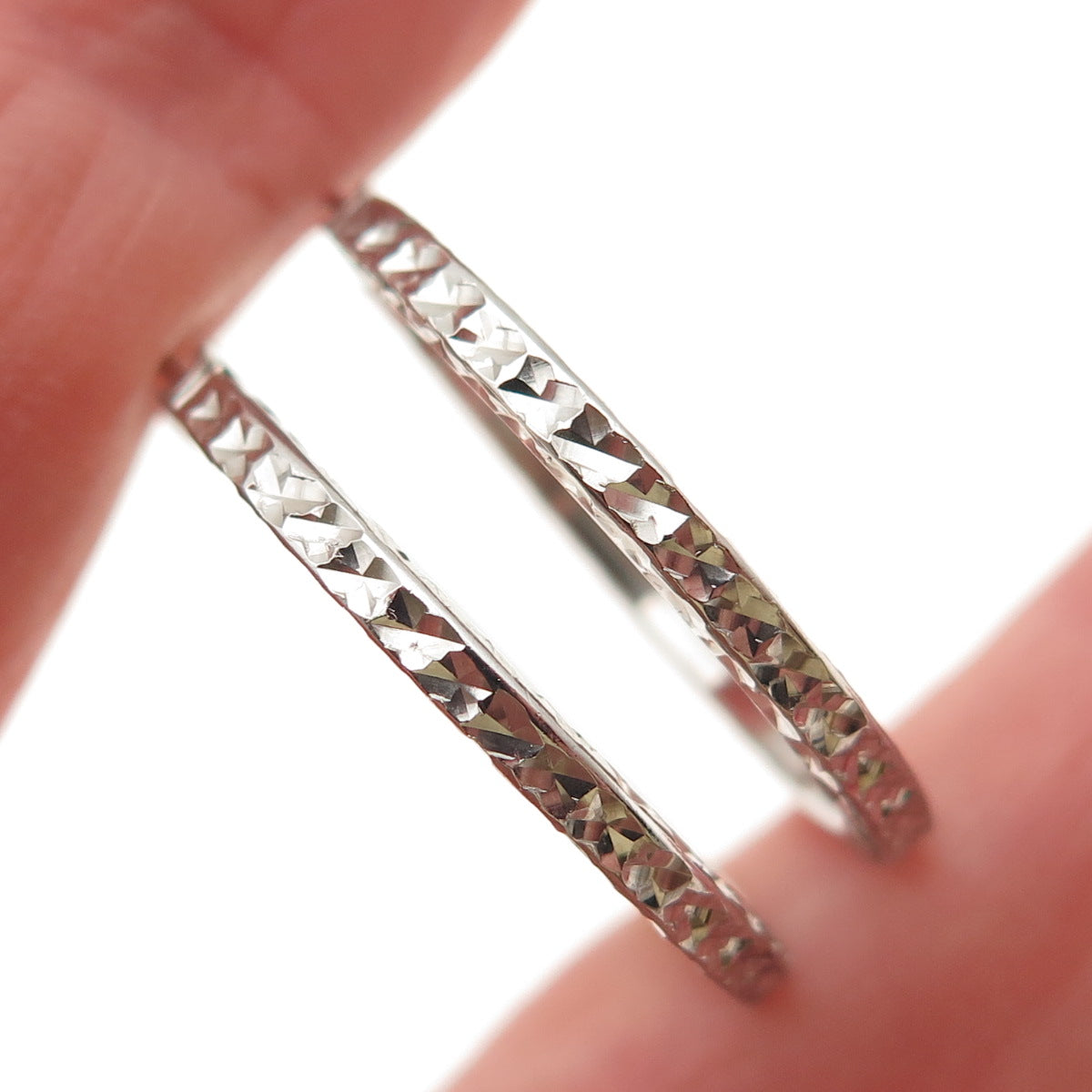925 Sterling Silver Diamond-Cut Hoop Earrings