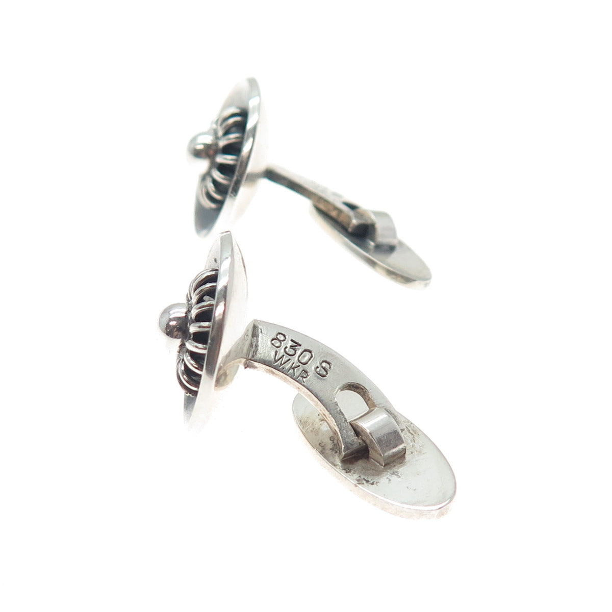 WILLY JACOB KROGMAR 830S Silver Vintage Denmark Cannetille Oxidized Cufflinks