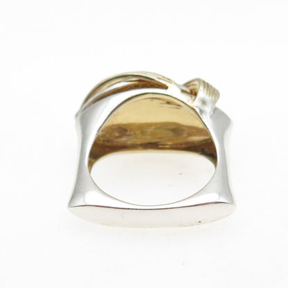 925 Sterling Silver 2-Tone Round-Cut C Z Modernist Crisscross Ring Size 8.25