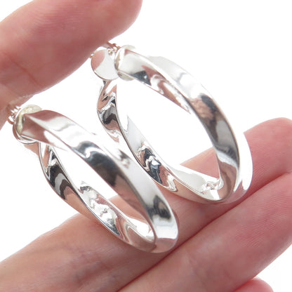 925 Sterling Silver 35mm Twisted Hoop Earrings