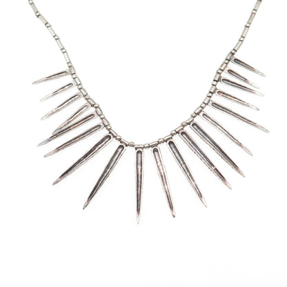 925 Sterling Silver Vintage Modernist Hammered Statement Chain Necklace 16-18"