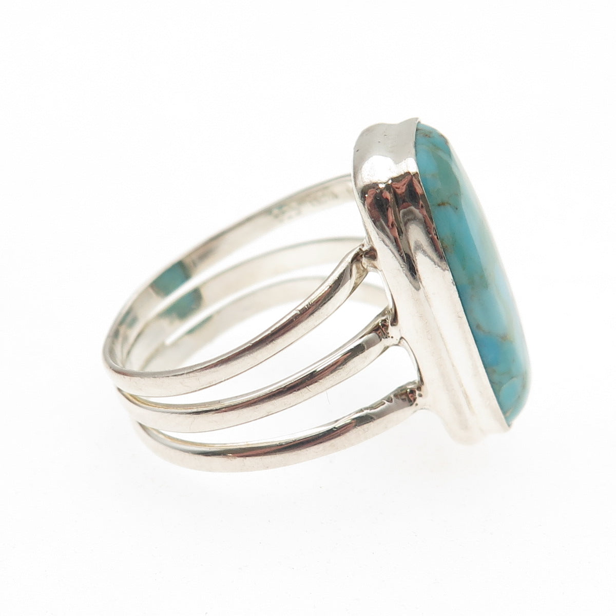 925 Sterling Silver Vintage Real Lone Mountain Turquoise Ring Size 9.25