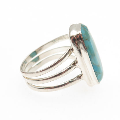 925 Sterling Silver Vintage Real Lone Mountain Turquoise Ring Size 9.25