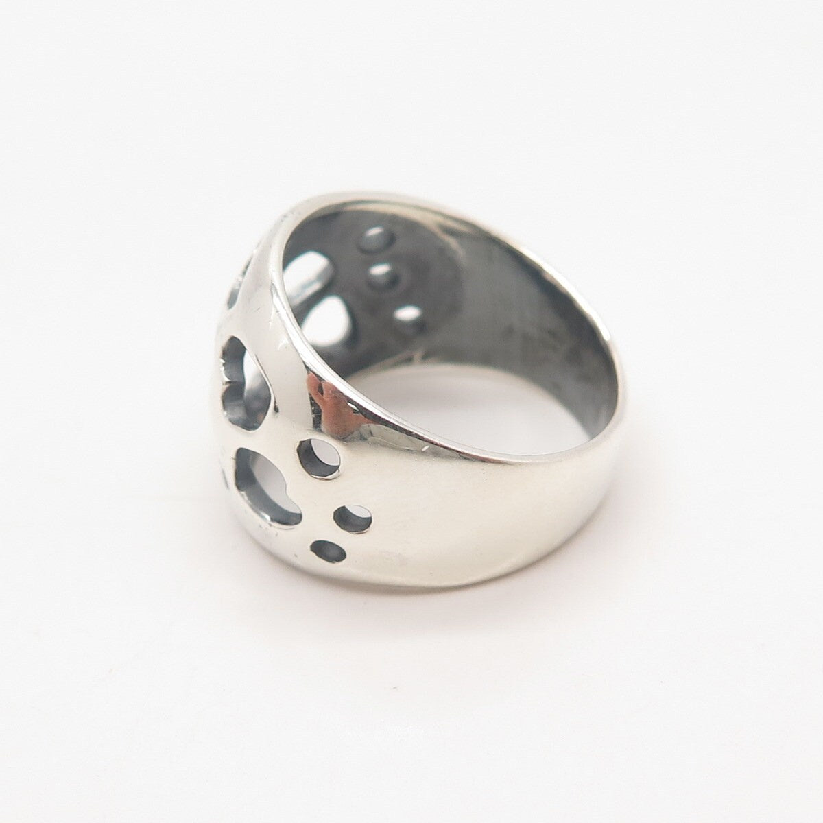 925 Sterling Silver Vintage Heart Wide Ring Size 7.5