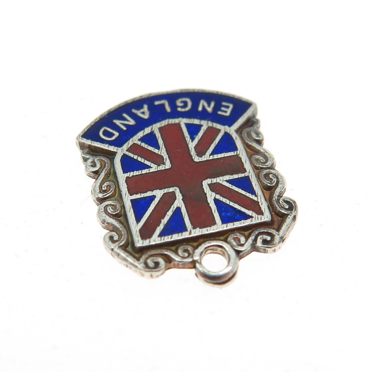 925 Sterling Silver Vintage 1973 Enamel United Kingdom Flag Minimalist Pendant