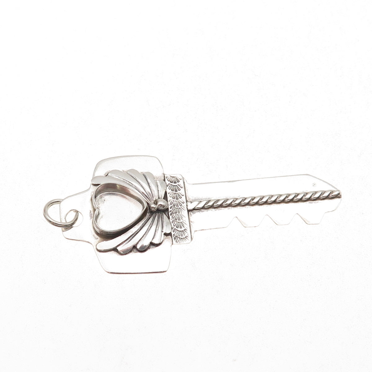 Benson Manygoats Navajo Old Pawn Sterling Vintage Key Pendant (missing stone)