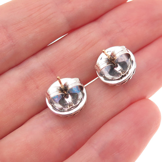 David Yurman Sterling 18K Gold Vintage Real Diamond Cable Cookie Stud Earrings