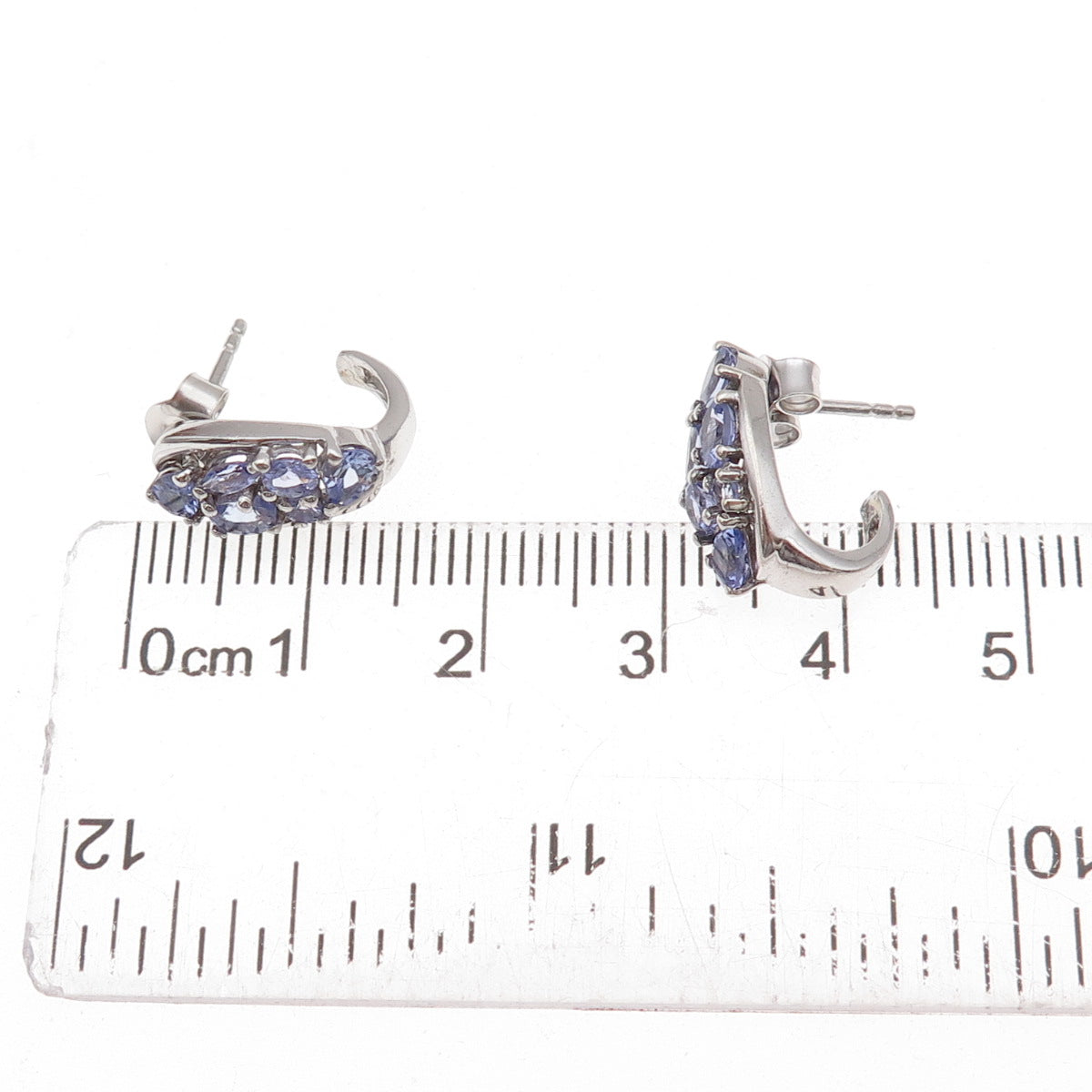 Chuck Clemency 925 Sterling Silver Real Tanzanite Cluster Earrings