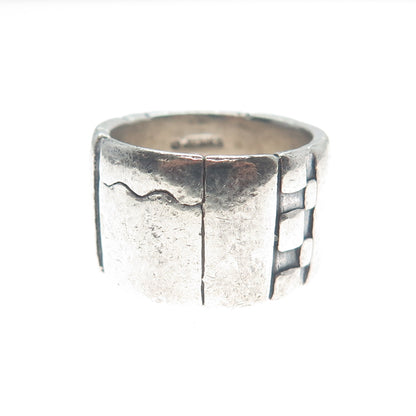 LISA JENKS 925 Sterling Silver Vintage Modernist Wide Band Ring Size 6
