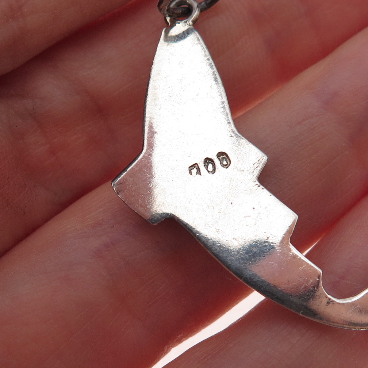 900 Silver Vintage Koi Fish Oxidized Charm Pendant