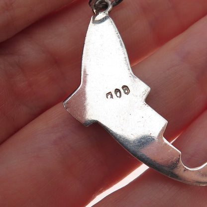 900 Silver Vintage Koi Fish Oxidized Charm Pendant