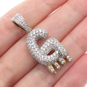 925 Sterling Silver Gold Plated Round-Cut Shaped C Z Letter G Sparkle Pendant
