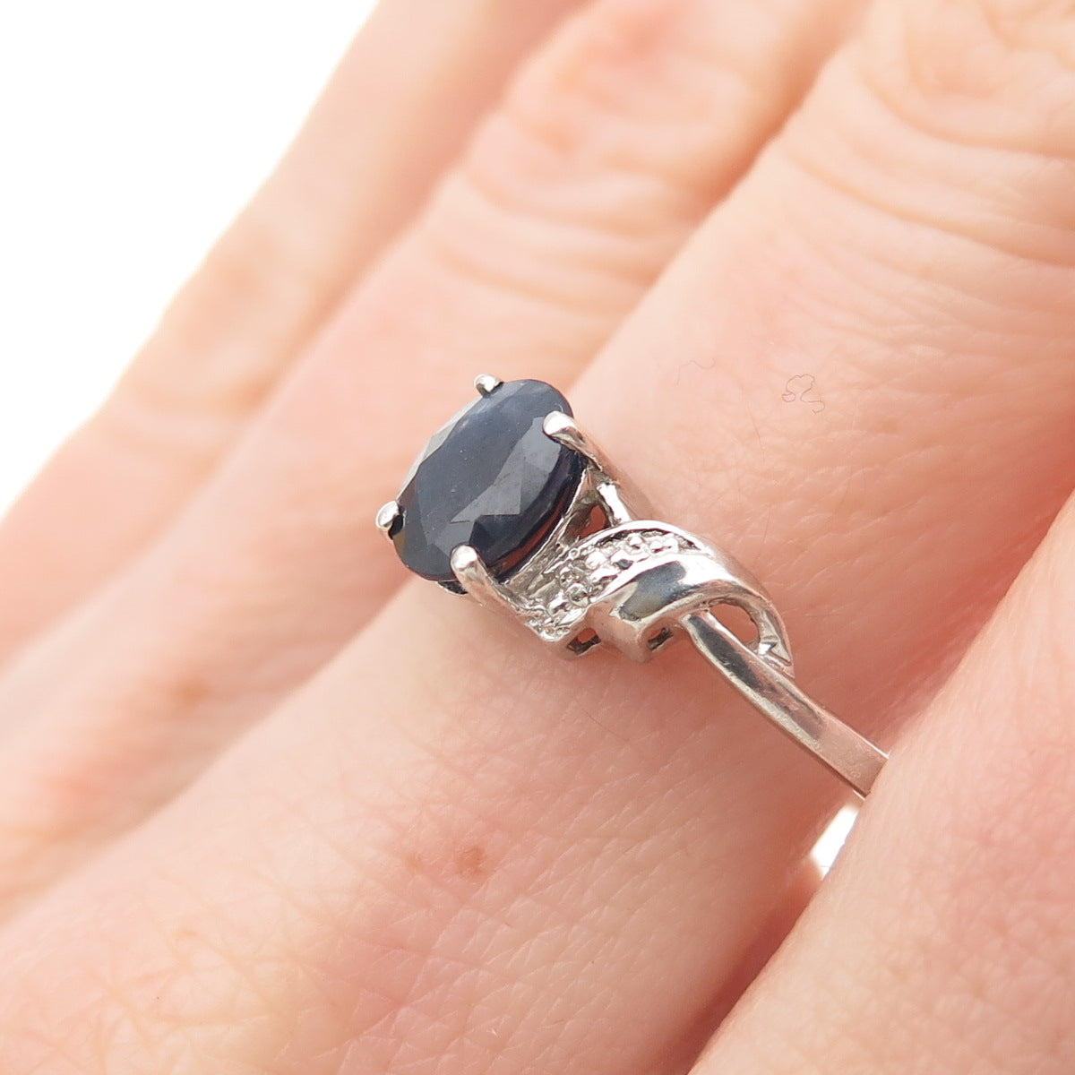 Chuck Clemency 925 Sterling Silver Vintage Real Diamond & Sapphire Ring Size 9