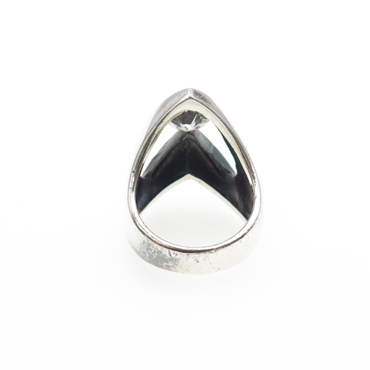 925 Sterling Silver Vintage Round-Cut C Z Modernist Oxidized Ring Size 6.5