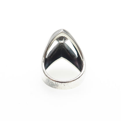 925 Sterling Silver Vintage Round-Cut C Z Modernist Oxidized Ring Size 6.5
