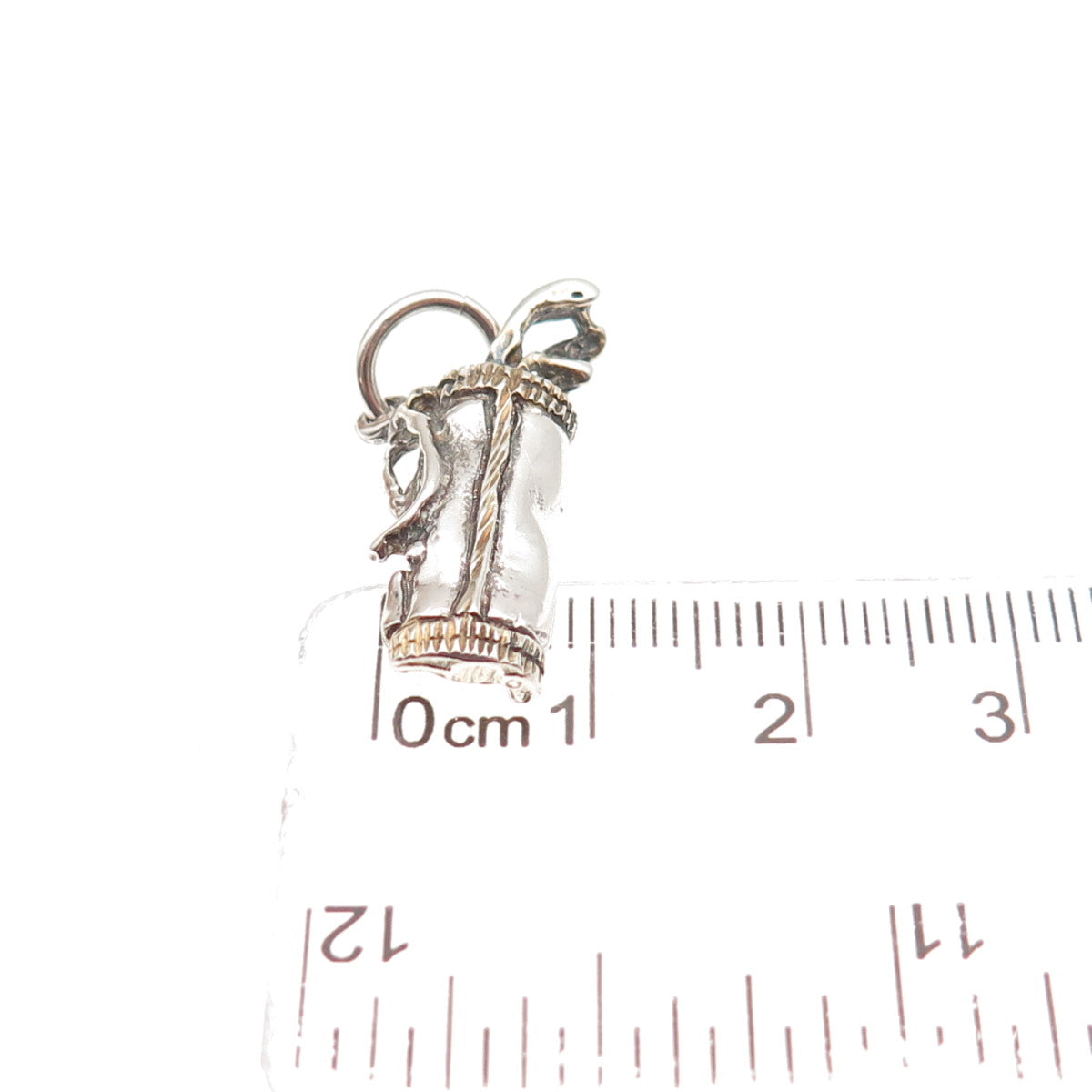 925 Sterling Silver Vintage Mexico Golf Club Oxidized Charm Pendant