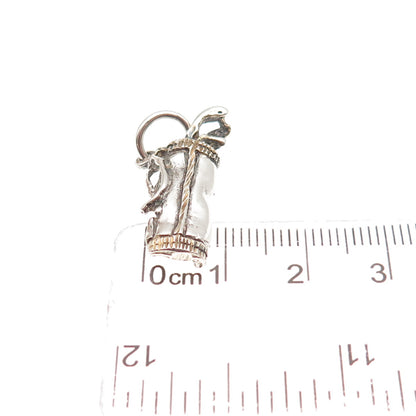925 Sterling Silver Vintage Mexico Golf Club Oxidized Charm Pendant
