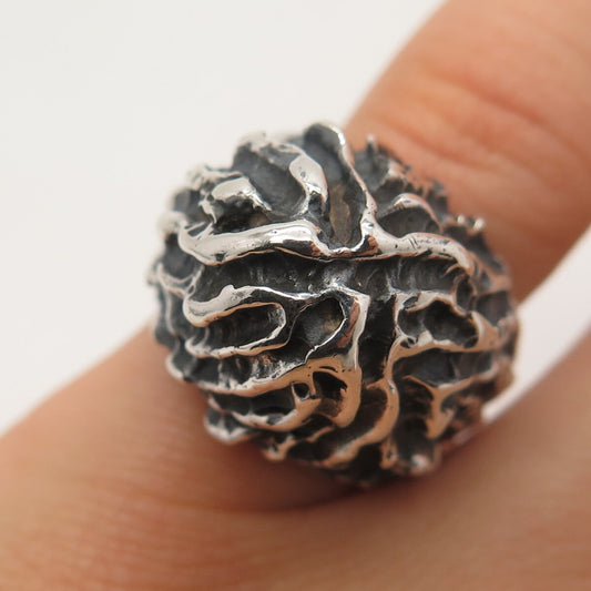 925 Sterling Silver Vintage Brutalist Ring Size 5.75