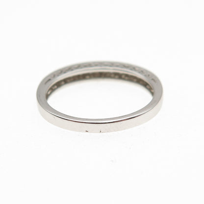 925 Sterling Silver Round-Cut C Z Half Eternity Band Ring Size 7.25