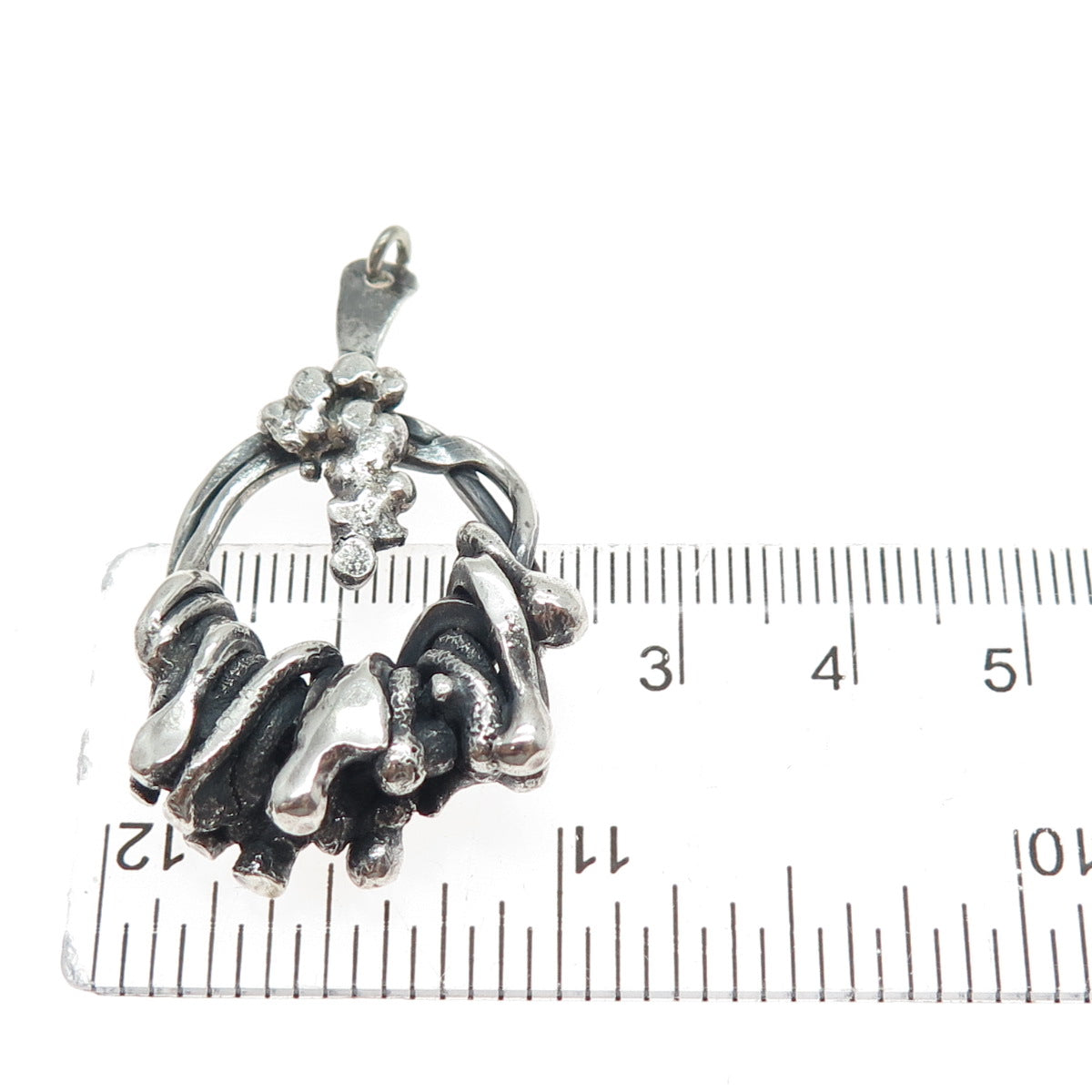 BEBE 925 Sterling Silver Vintage Modernist Oxidized Charm Pendant