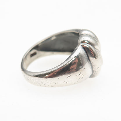 925 Sterling Silver Vintage Italy Modernist Oxidized Ring Size 6