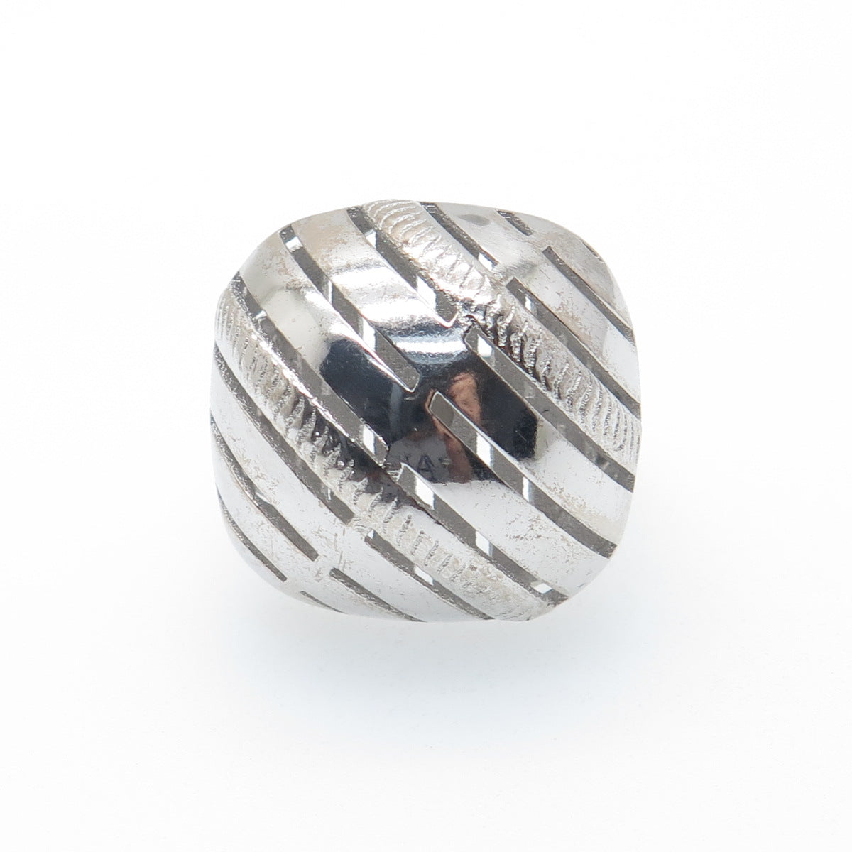 925 Sterling Silver Italy Modernist Ribbed Dome Ring Size 7.5