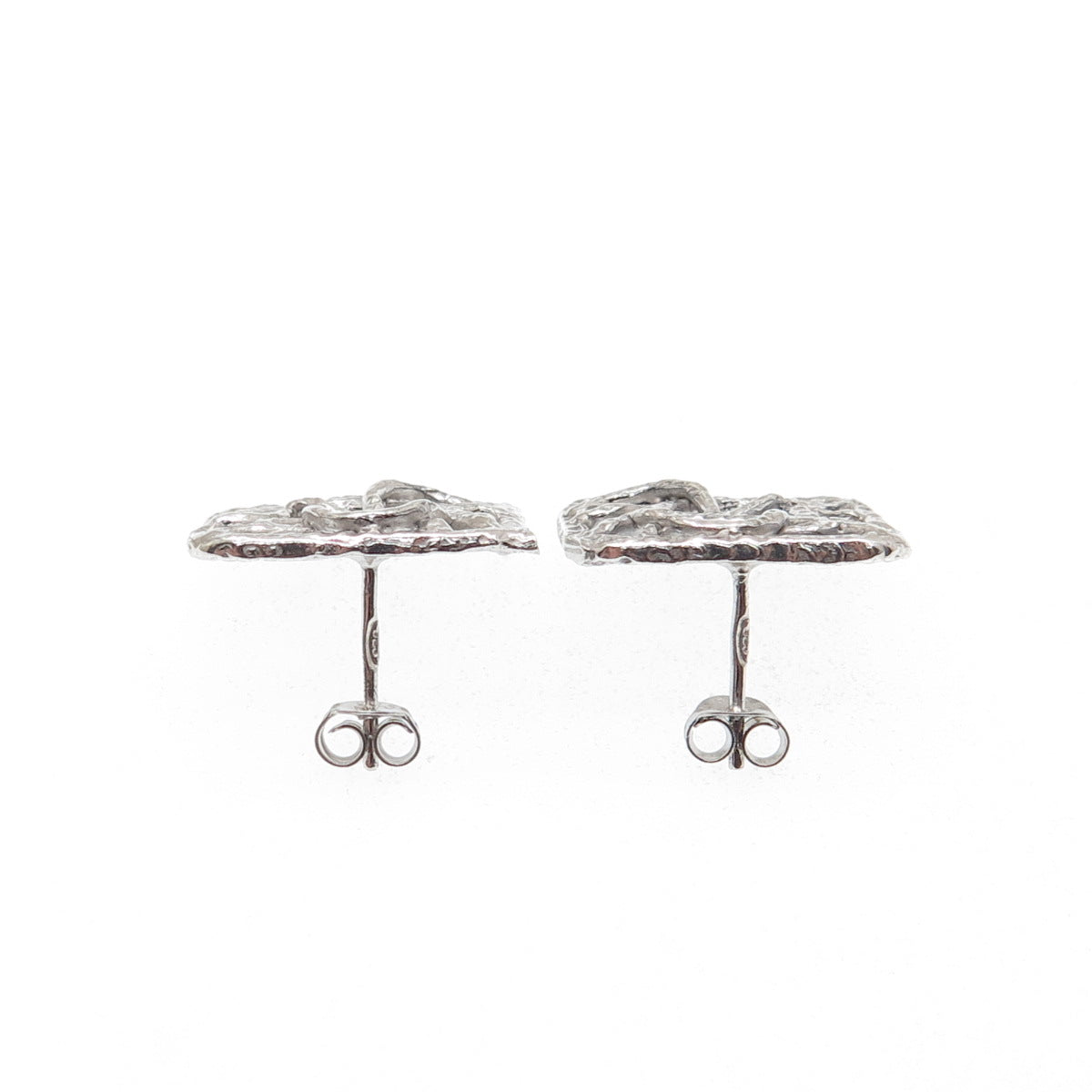 925 Sterling Silver Vintage Modernist Swirl Ornate Earrings