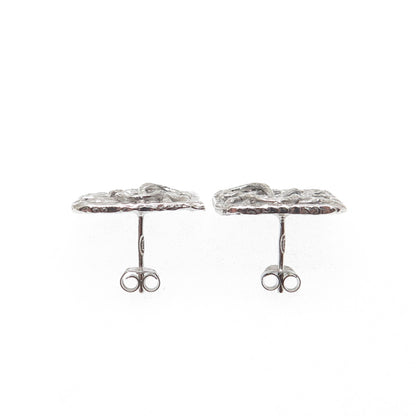925 Sterling Silver Vintage Modernist Swirl Ornate Earrings