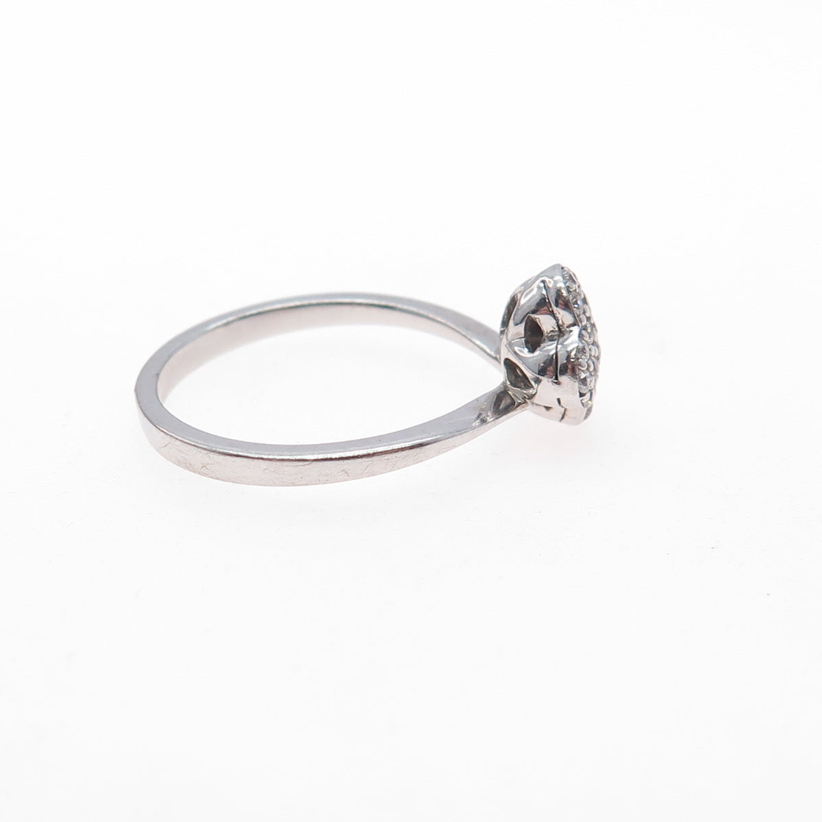 925 Sterling Silver Round-Cut C Z Flower Ring Size 6