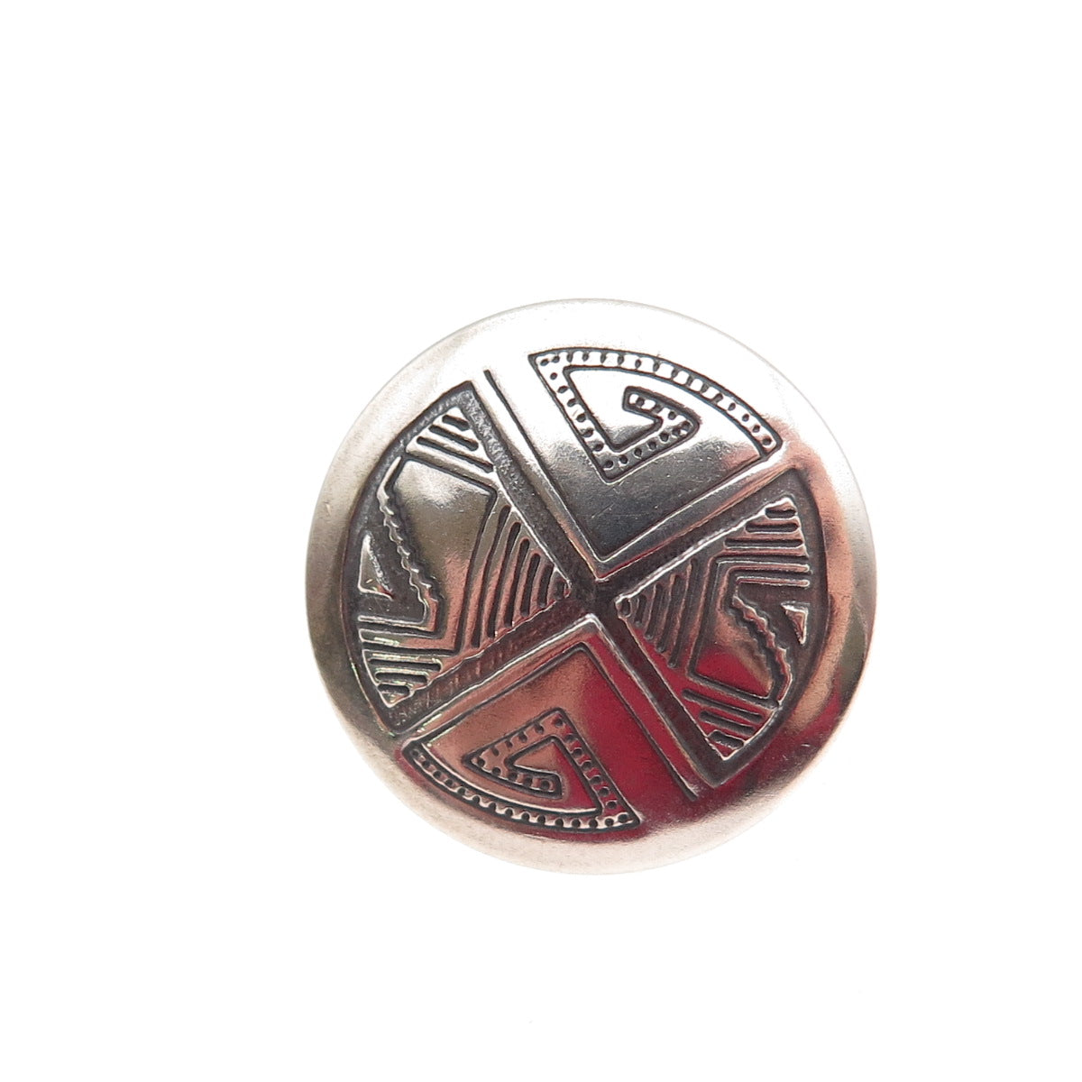 Old Pawn 925 Sterling Silver Vintage Southwestern Concho Oxidized Tribal Button