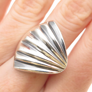 925 Sterling Silver Vintage Mexico Modernist Seashell Oxidized Ring Size 7