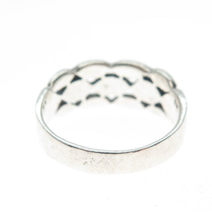 925 Sterling Silver Vintage Marquise-Cut Link Ring Size 7.25