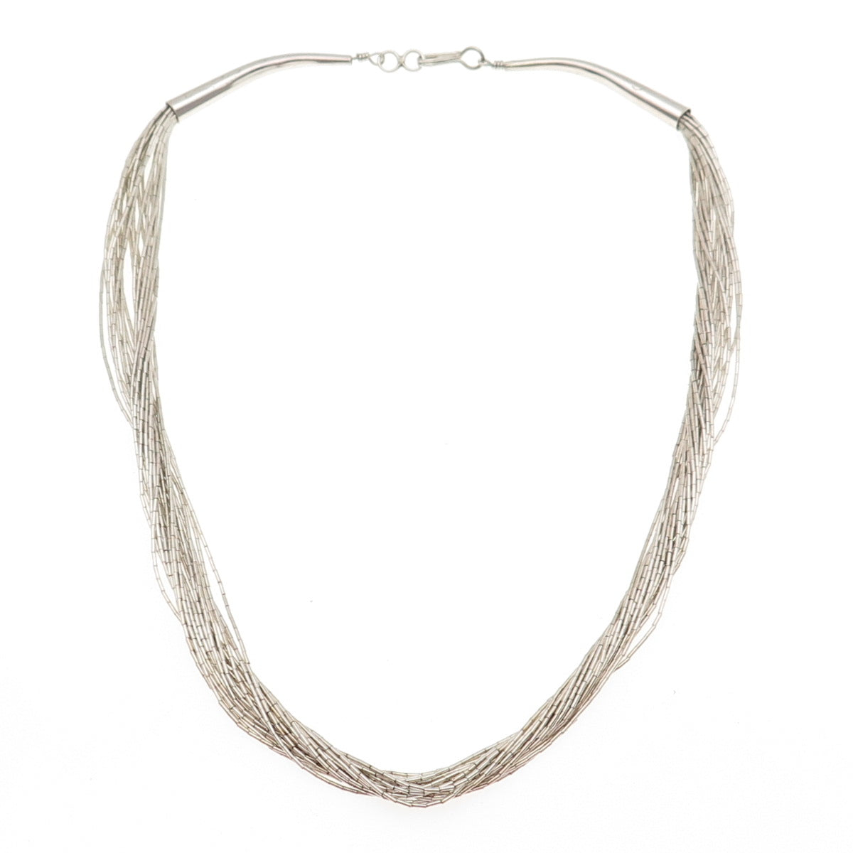 Old Pawn Sterling Silver Vintage Multi-Strand Liquid Chain Tribal Necklace 16"