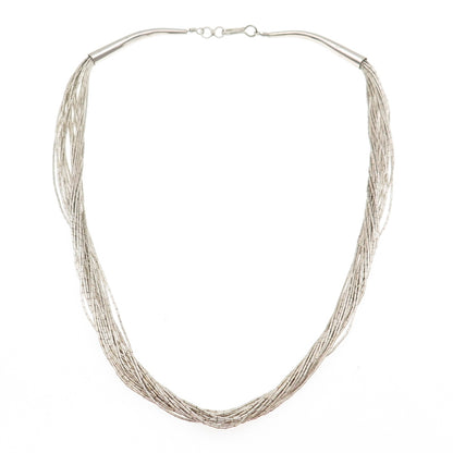 Old Pawn Sterling Silver Vintage Multi-Strand Liquid Chain Tribal Necklace 16"