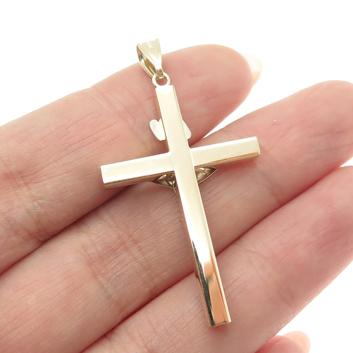 14K Yellow & White Gold Crucifix Cross Religious Charm Pendant