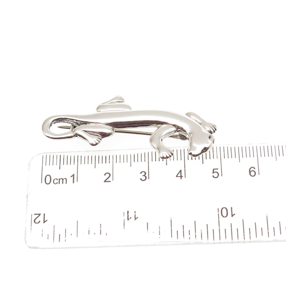 Marie Jennifer 925 Sterling Silver Vintage Modernist Panther Pin Brooch
