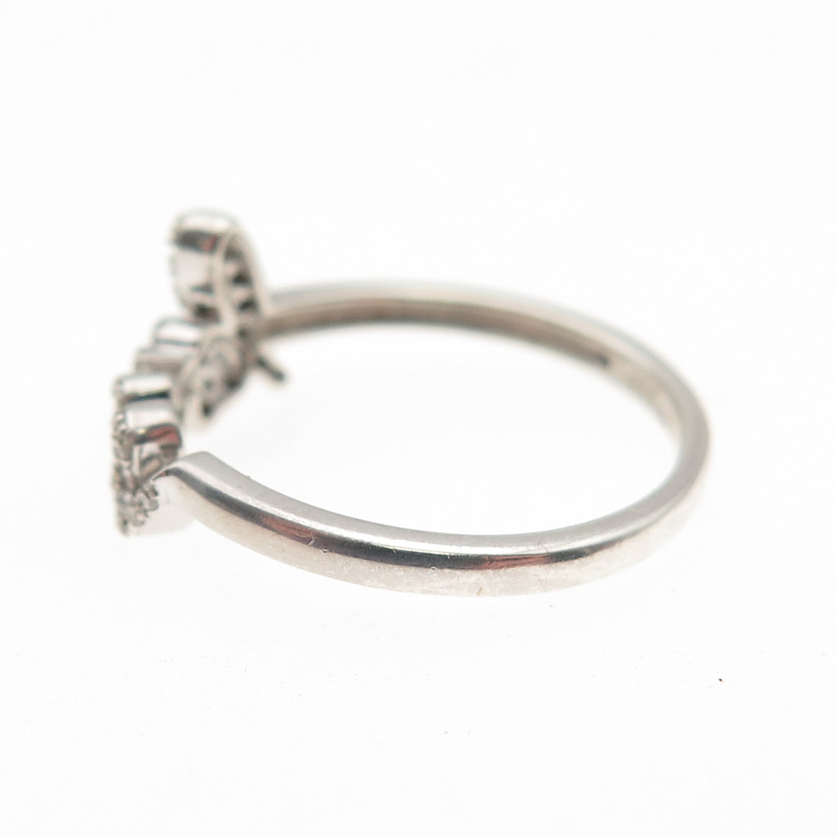 925 Sterling Silver Real Round-Cut Diamond Love Ring Size 7
