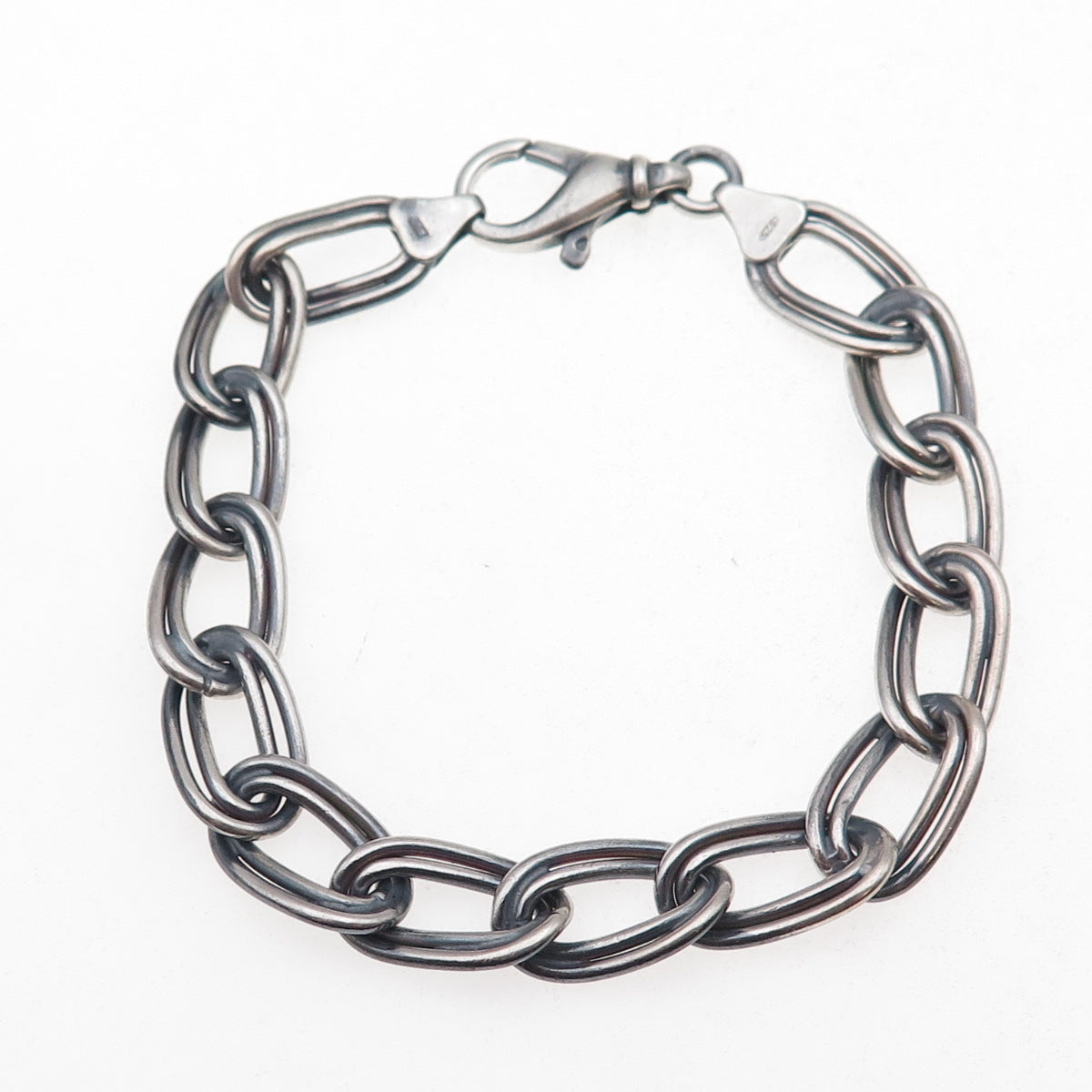 Vior 925 Sterling Silver Vintage Italy Double Oval Curb Link Bracelet 7"