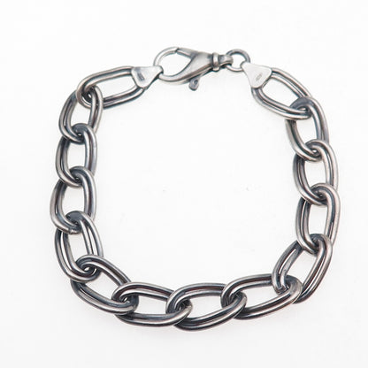 Vior 925 Sterling Silver Vintage Italy Double Oval Curb Link Bracelet 7"