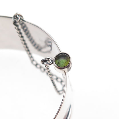 E. Allen Sterling Silver Vintage Real Peridot Modernist Oxidized Bracelet 7.5"