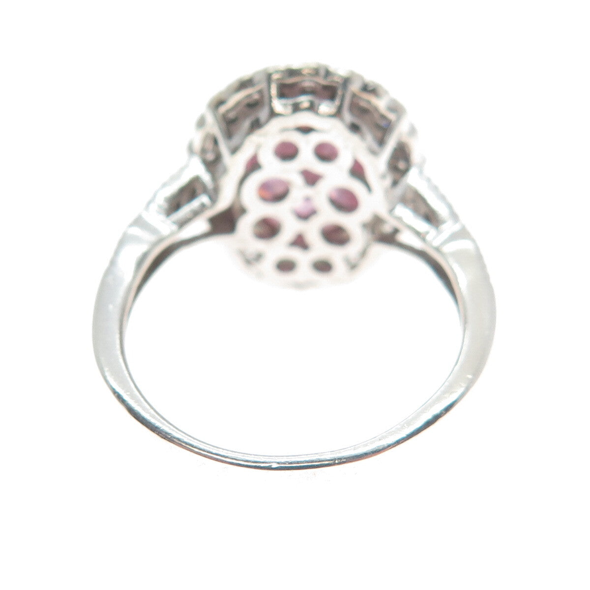 925 Sterling Silver Oval-Cut Pink & Round-Cut White C Z Ring Size 7.75