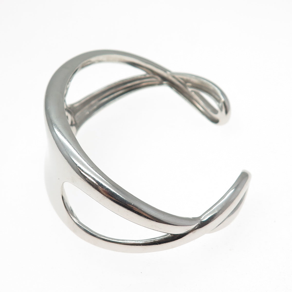 NAMBE 925 Sterling Silver Vintage Modernist Adjustable Cuff Bracelet 7.25"