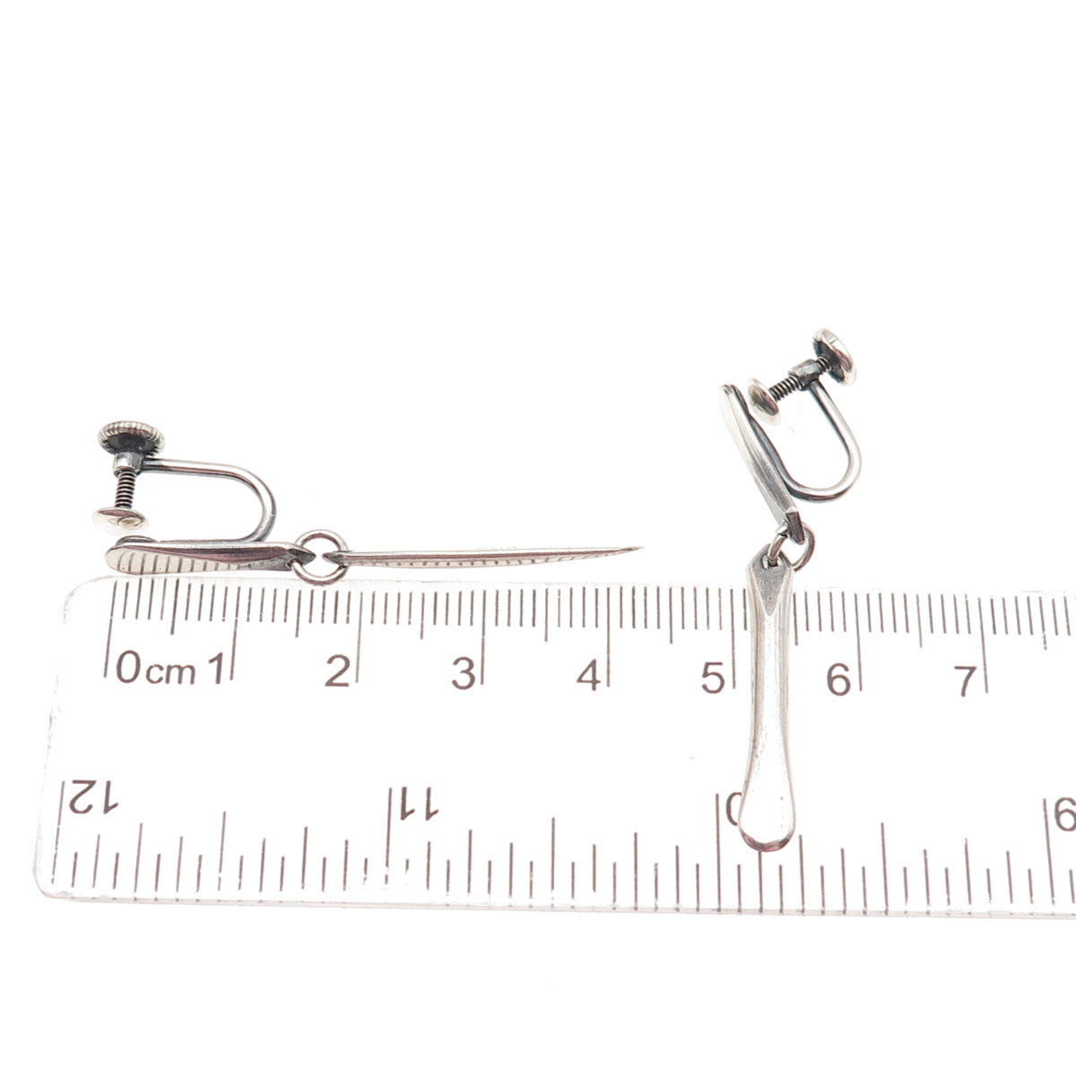 PHYLLIS SKLAR 925 Sterling Silver Vintage Modernist Oxidized Screw Back Earrings
