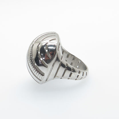 925 Sterling Silver Italy Modernist Ribbed Dome Ring Size 6.5