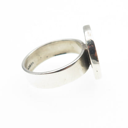 925 Sterling Silver Vintage Mexico Aztec Shadow Box Oxidized Ring Size 11