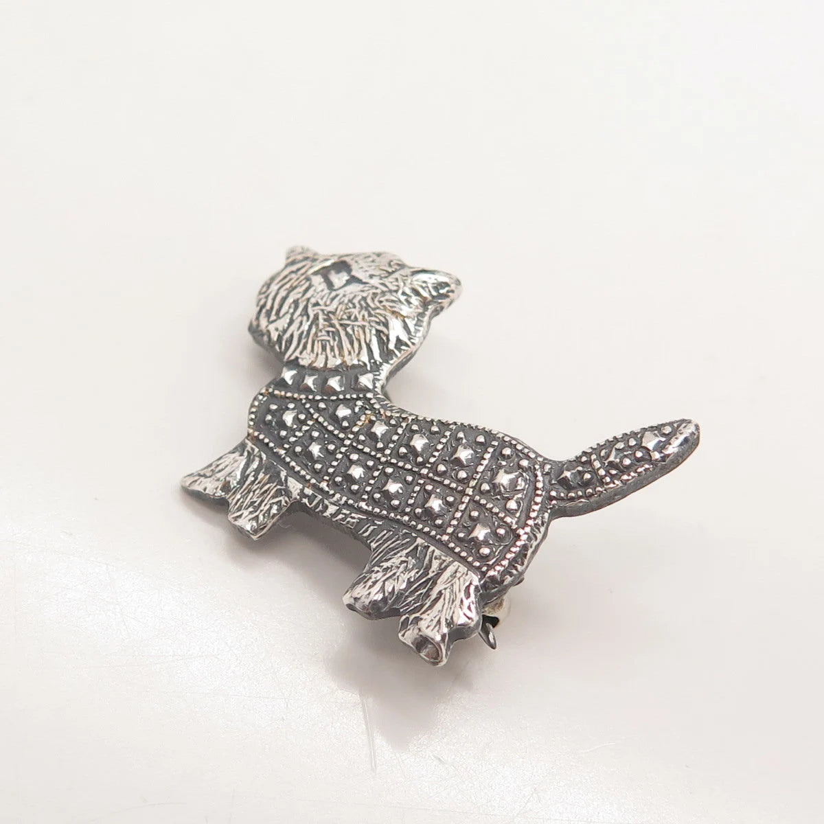800 Silver Vintage Dog Pin Brooch