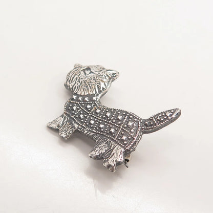 800 Silver Vintage Dog Pin Brooch