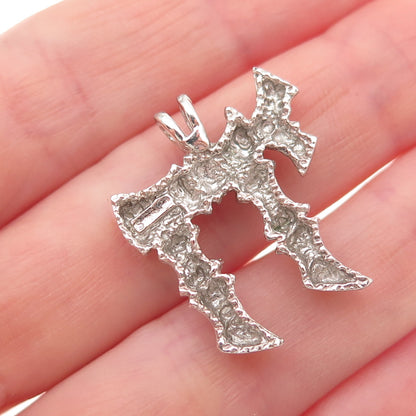 925 Sterling Silver Vintage Chai Judaica Bamboo Oxidized Charm Pendant