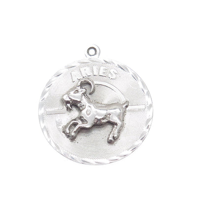 925 Sterling Silver Vintage Aries Zodiac Sign Charm Pendant