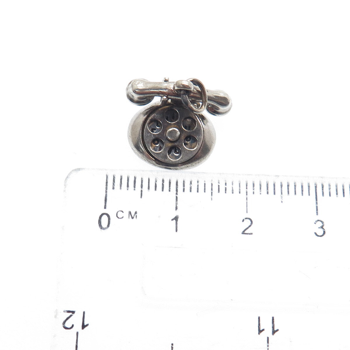925 Sterling Silver Antique "I Love You" Rotary Telephone Minimalist Pendant